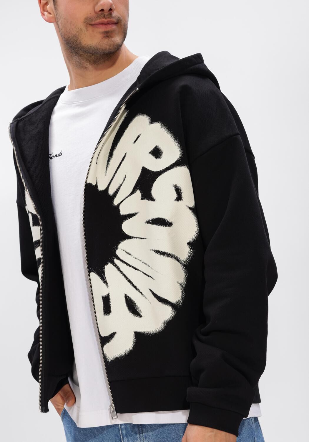 Zwarte FLANEUR Vest SOUNDS GOOD ZIP-UP - large