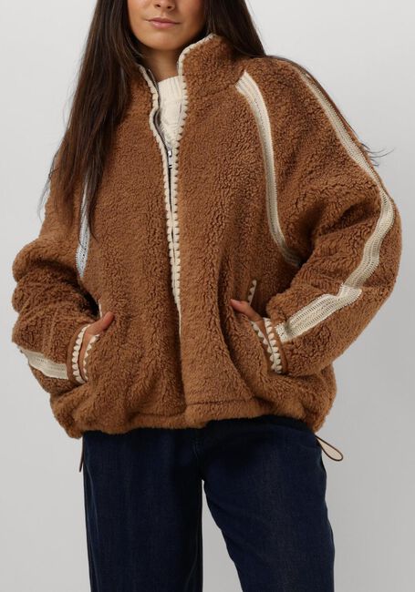 Cognac UGG Jack NIKIA CHROCHET FLUFF JACKET - large