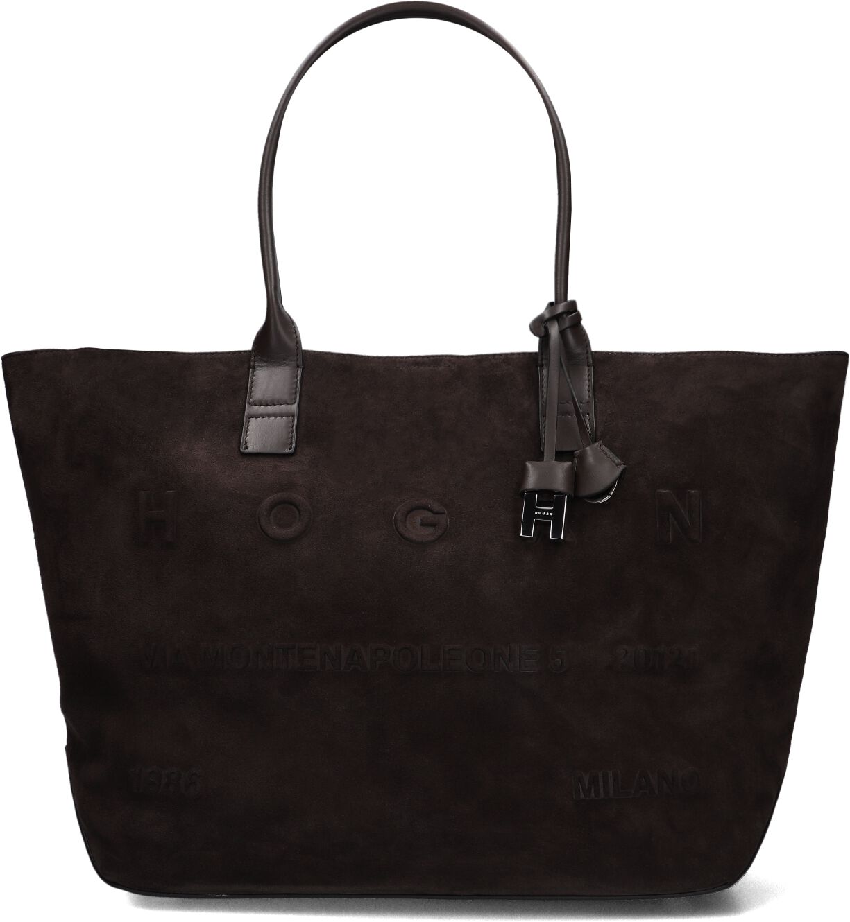 Hogan Shopper Dames Address Shopping Media, Materiaal: Suède, Kleur: Bruin