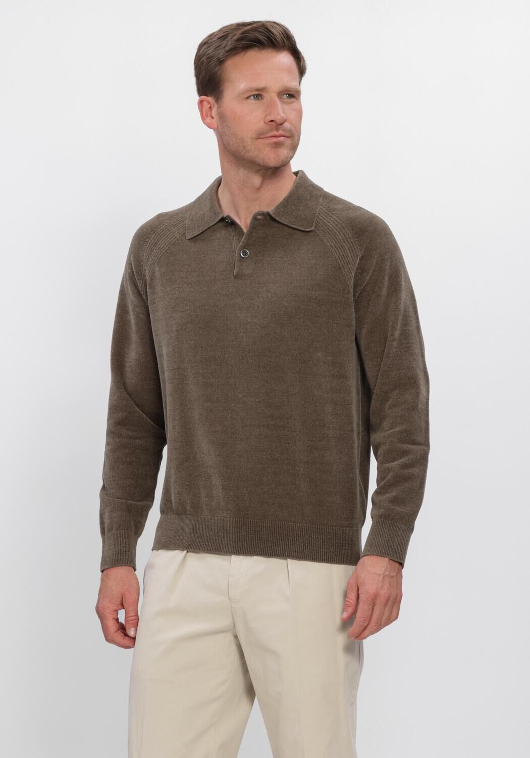 Bruine PROFUOMO Trui POLO LS CHENILLE - large