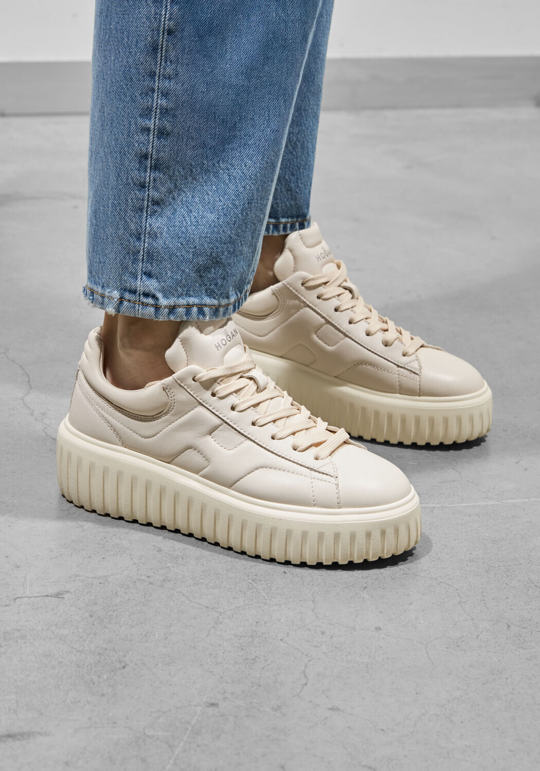 Witte HOGAN Lage sneakers H-STRIPES ALLACCIATO - large