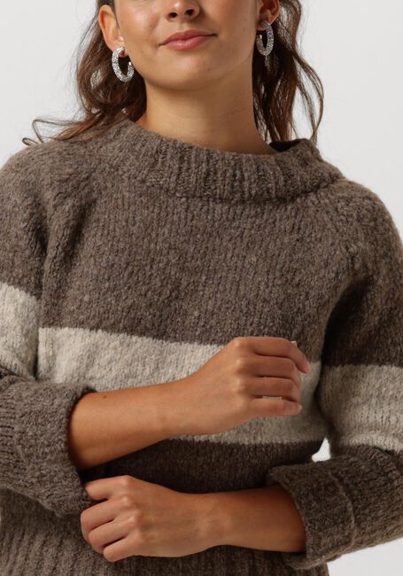 Bruine PENN & INK Trui 225 JUMPER STRIPE - large