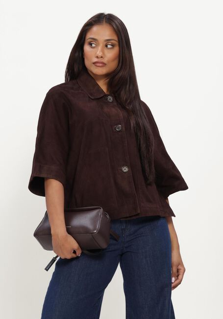 Bruine ALTER EGO Leren jas LENA SUEDE CAPE - large