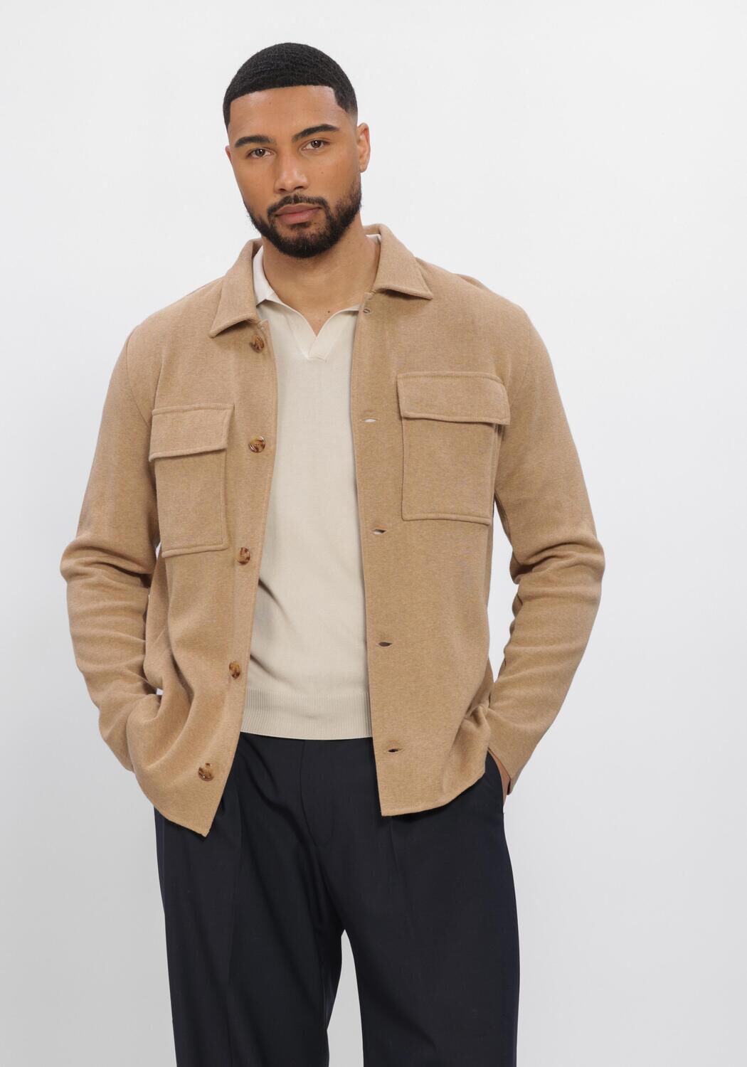 Camel LARDINI Overshirts KNIT JACKET - large