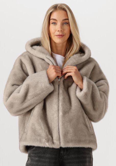 Lichtgrijze STUDIO AR Faux fur jas RUBY - large