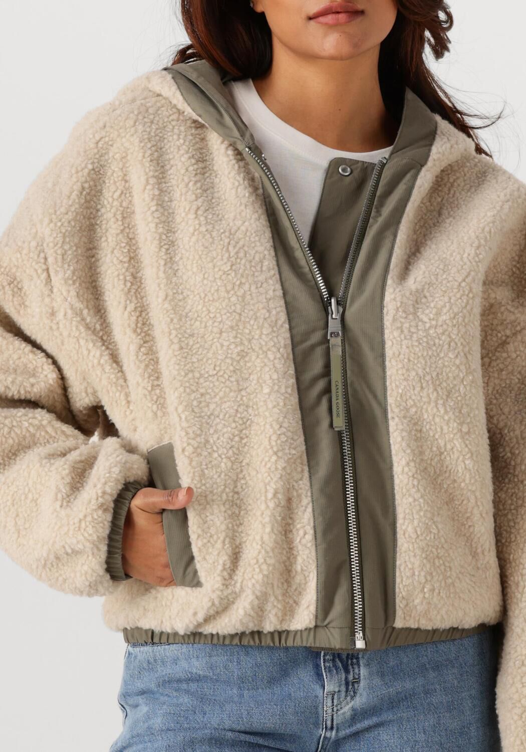 Beige CANADA GOOSE Teddy jas ALBERNI REVERSIBLE FLEECE - large