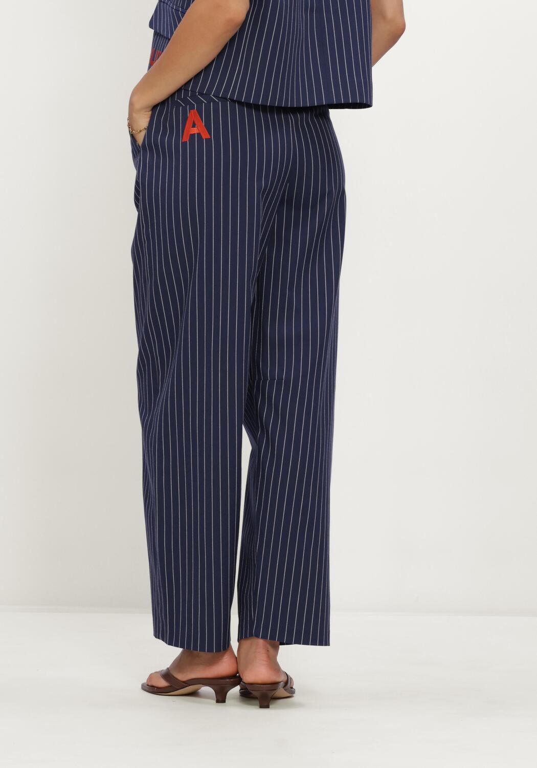 Donkerblauwe ALIX THE LABEL Barrel jeans LADIES WOVEN STRIPED BARREL PANTS - large