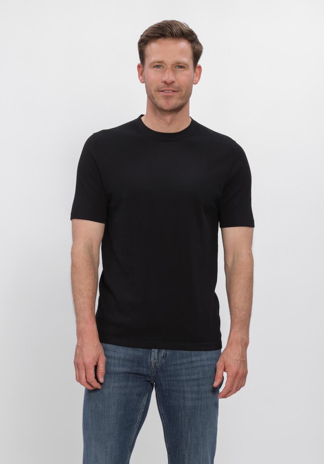 Zwarte PROFUOMO Polo T-SHIRT CREW NECK SS AERO EASE - large