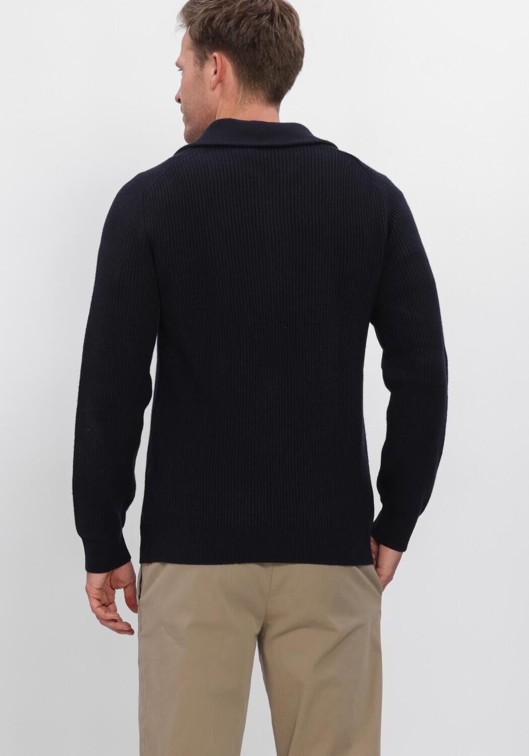Donkerblauwe PROFUOMO Trui PULLOVER HALF ZIP HEAVY WOOL - large