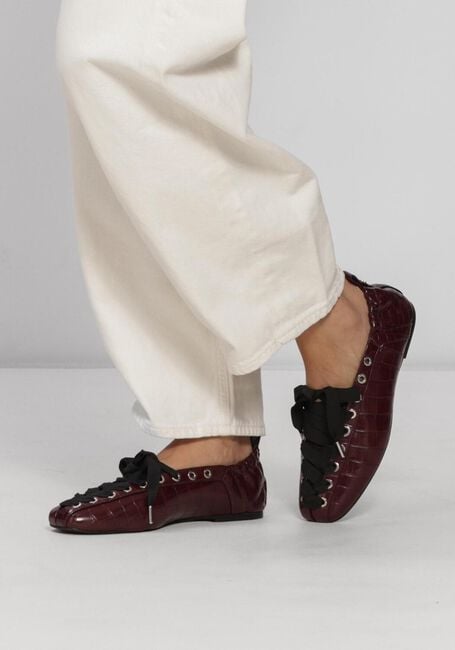 Bordeaux GANNI Ballerina's EYELETS LACE UP BALLERINA CROCO PELINOVA - large