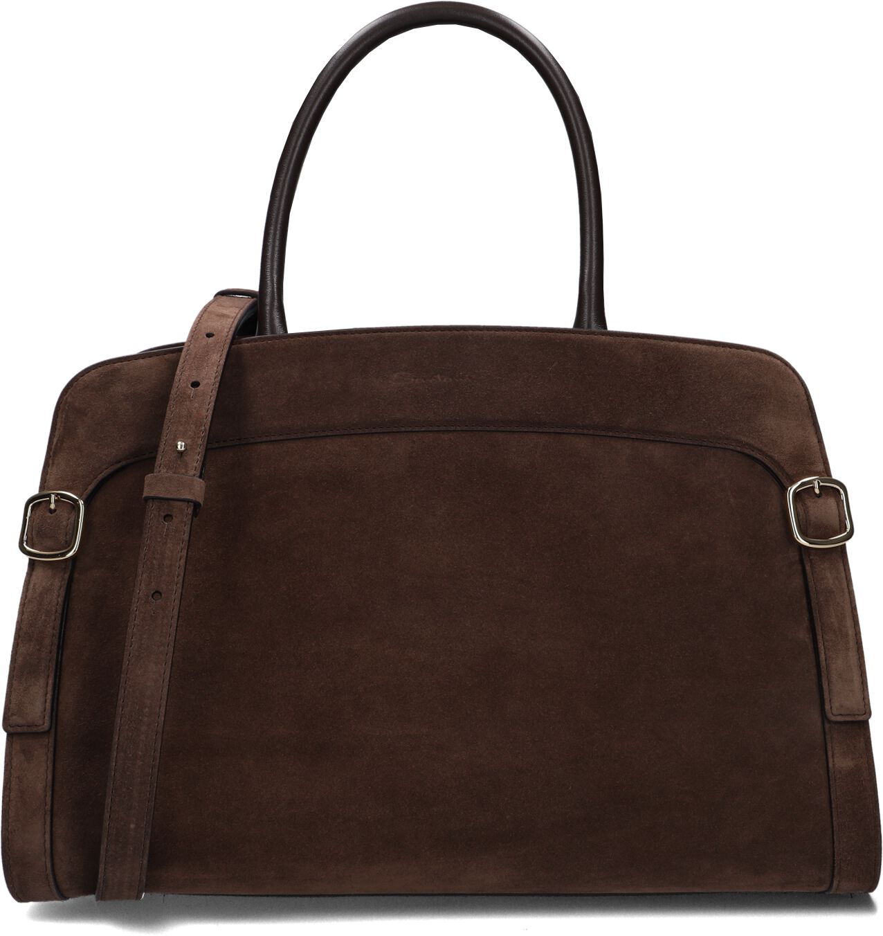 Santoni Santoni Handtas Dames Double Bouckle Grande-skwt30, Materiaal: Suède, Kleur: Bruin