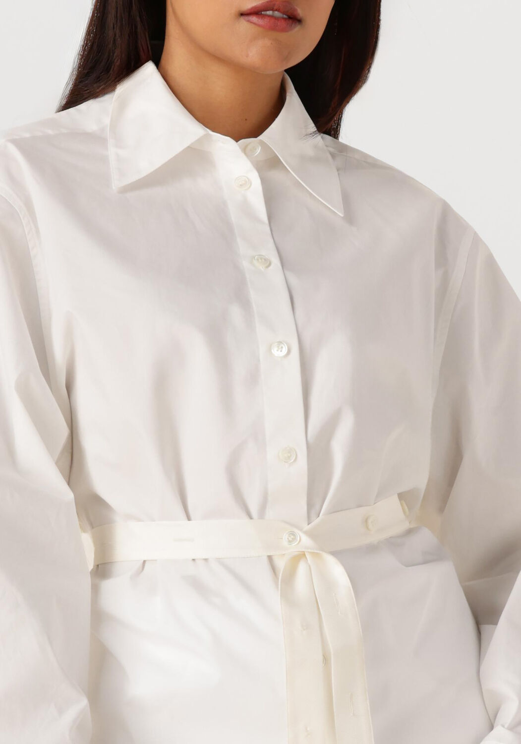 Witte ROHE Blouses POPLIN SILK COMBINED GILET SHIRT - large