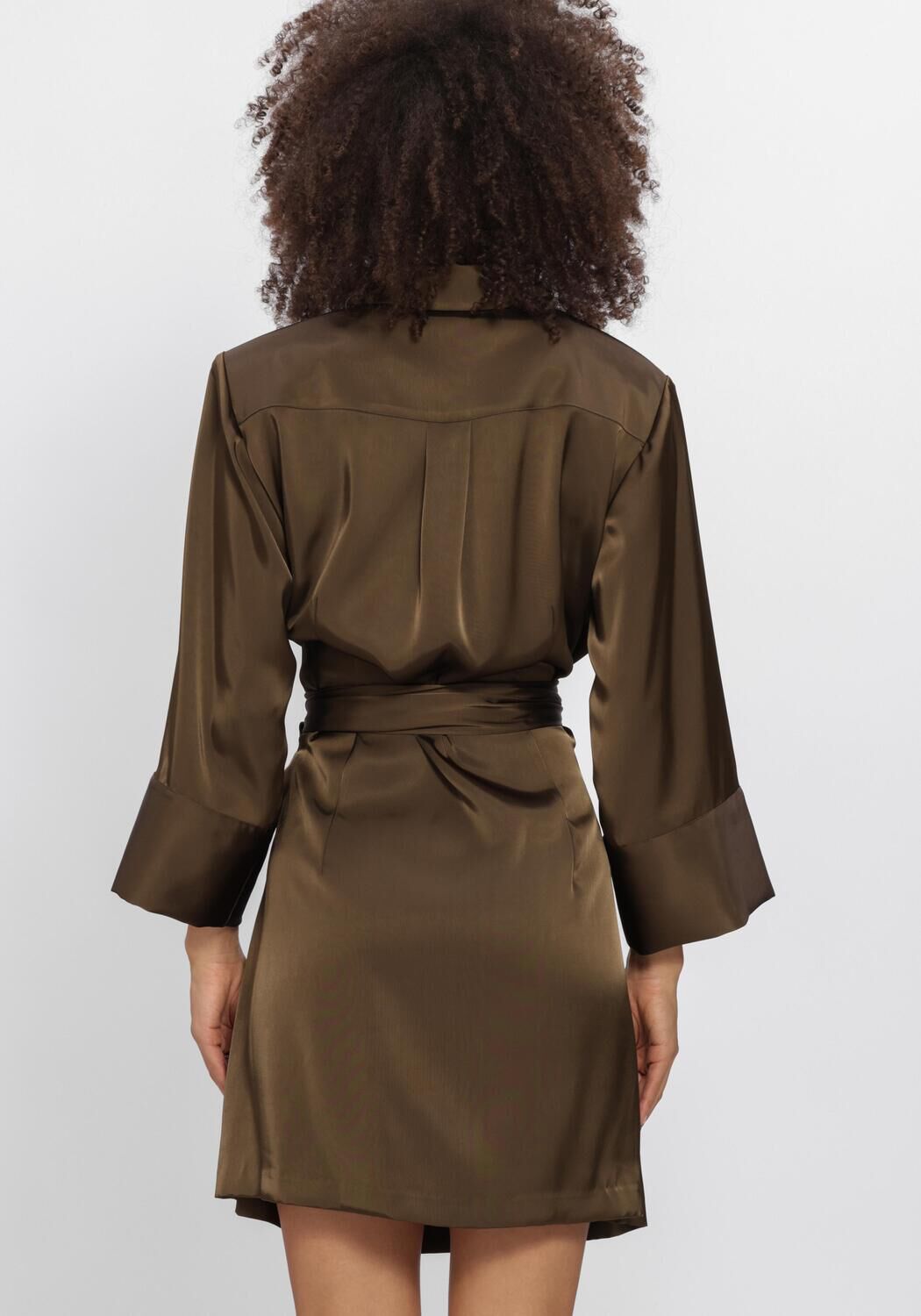 Bruine DANTE6 Mini jurk NOANNE SATIN-WRAP DRESS - large