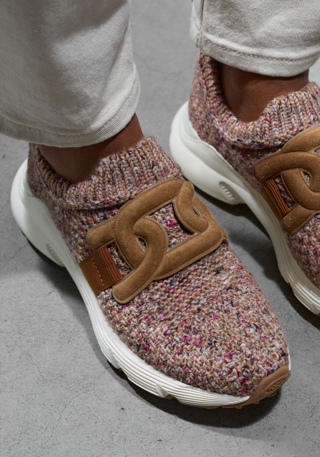 Camel TOD'S Lage sneakers KNIT SNEAKER - large