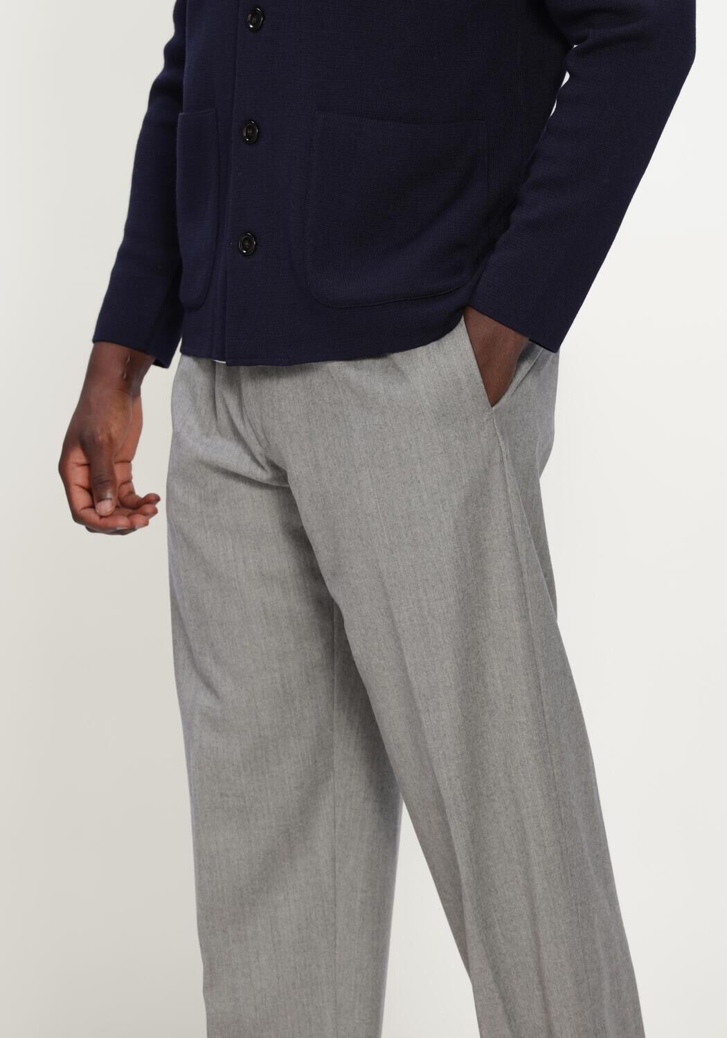 Lichtgrijze LARDINI Wijde broek PANTALONE UOMO DROP REG - large