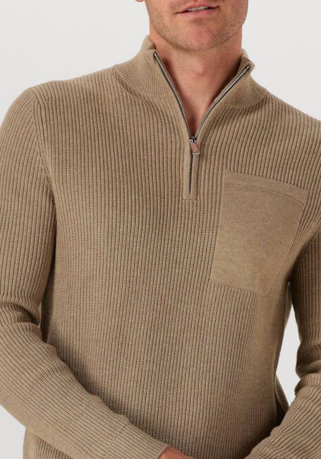 Beige PROFUOMO Trui PULLOVER HALF ZIP - large