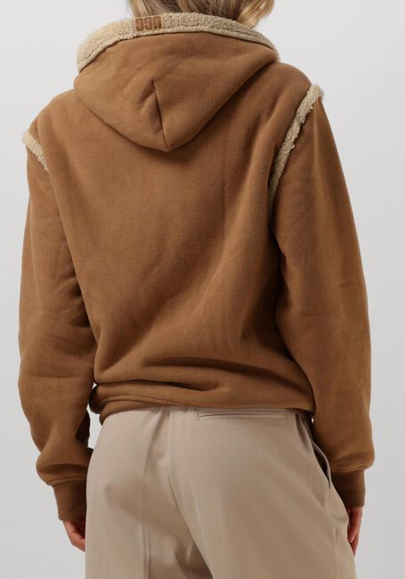 Cognac UGG Vest HOODED ZIP-UP SWEATSHIRT WITH FAUX SHEAR - large