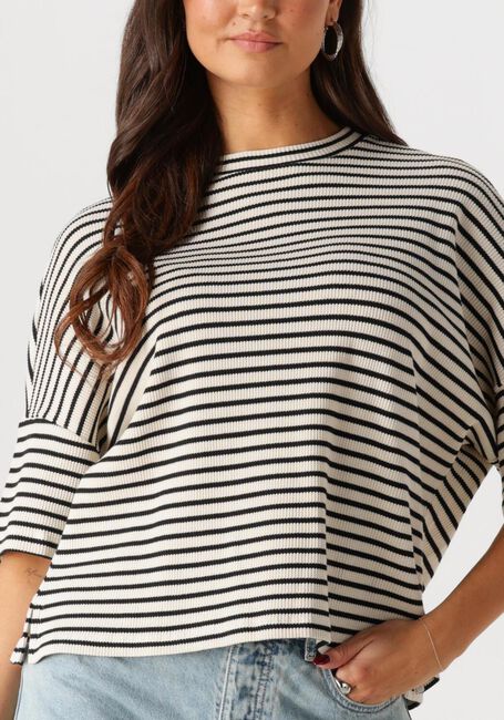 Blauwe SUMMUM T-shirt BOXY TOP STRIPE WAFFLE - large