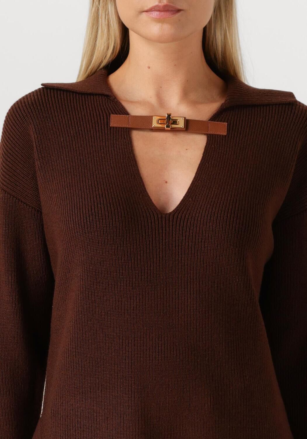 Bruine ELISABETTA FRANCHI Trui KNITTED SWEATER - large