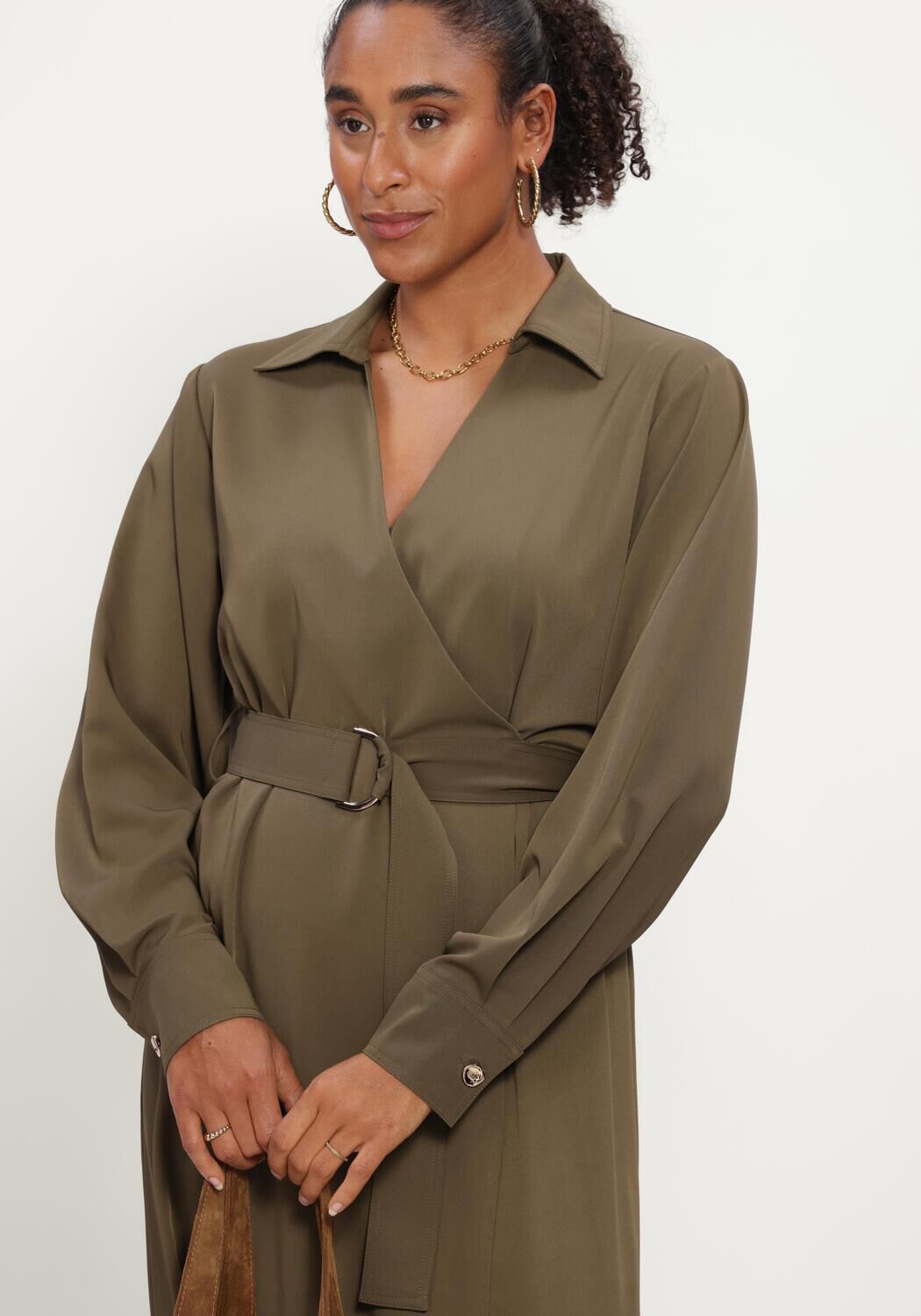 Groene LINA LOCCHI Midi jurk LL-BELINDA - large