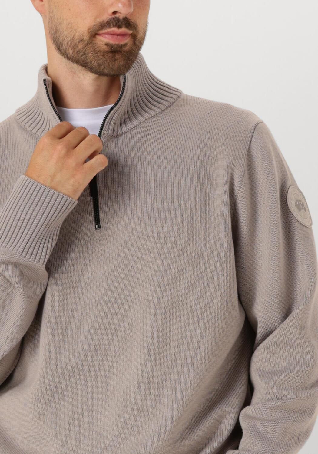 Taupe CANADA GOOSE Trui ROSSEAU 1/4 ZIP SWEAT 7090M - large
