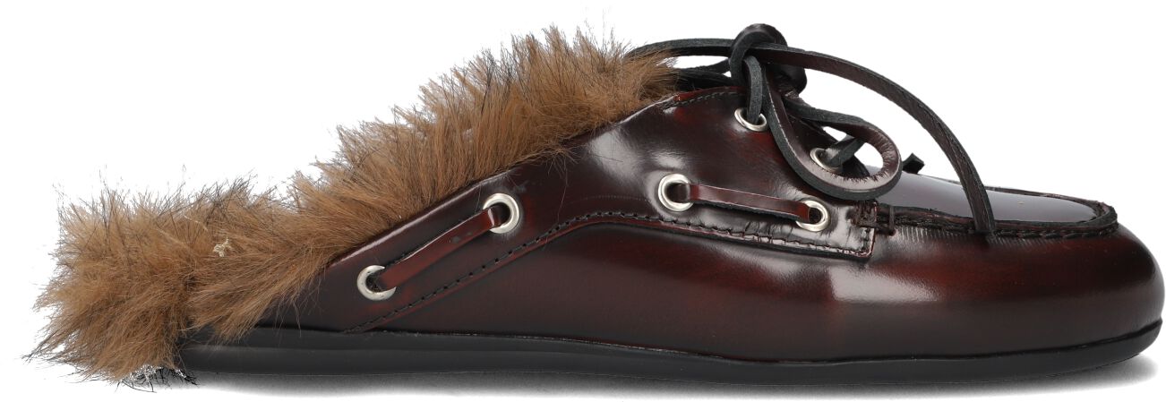 Posa Posa Instappers Dames Boat Loafer Mule Hairy Fur