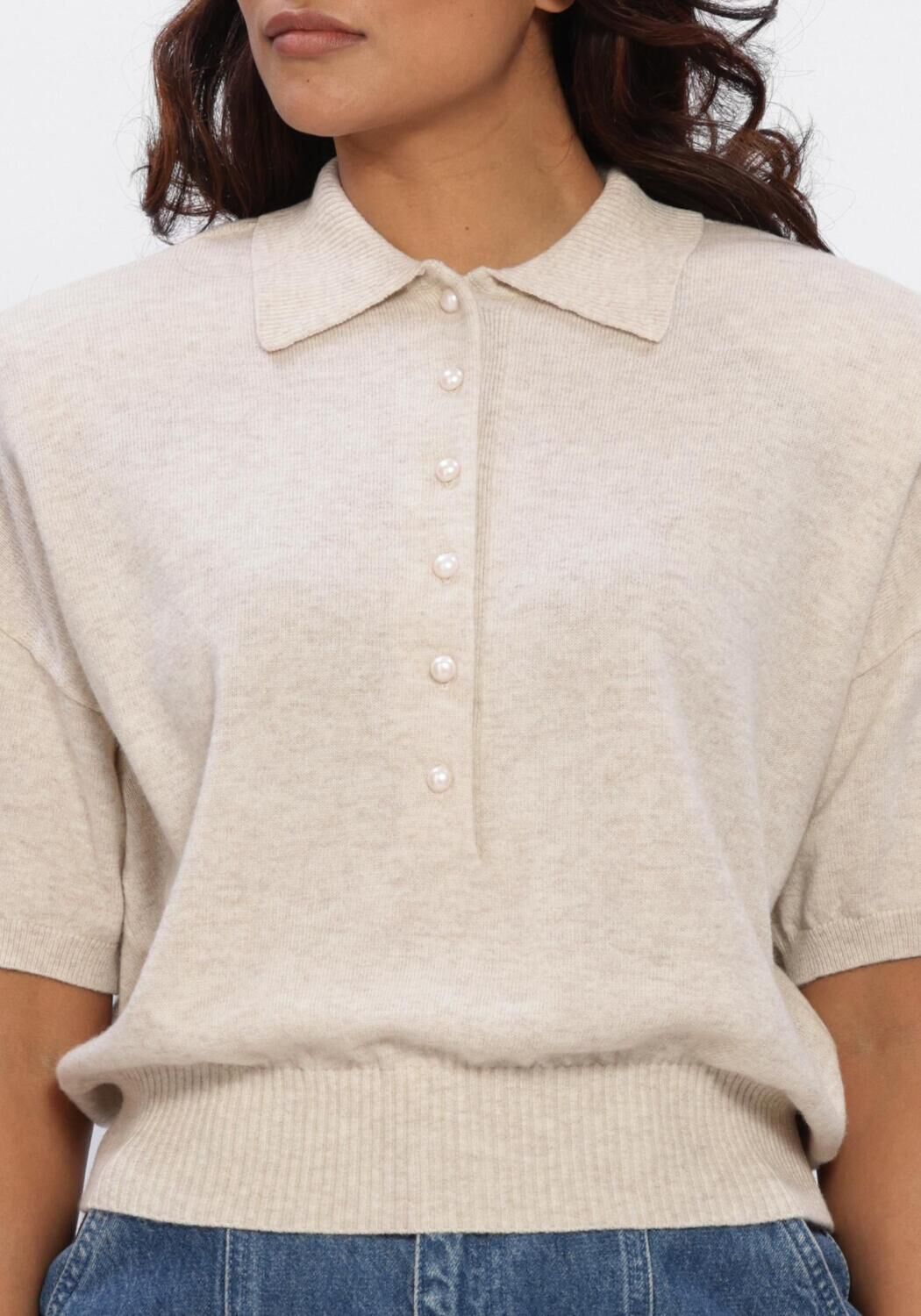 Beige ROTATE Trui KNITTED POLO - large