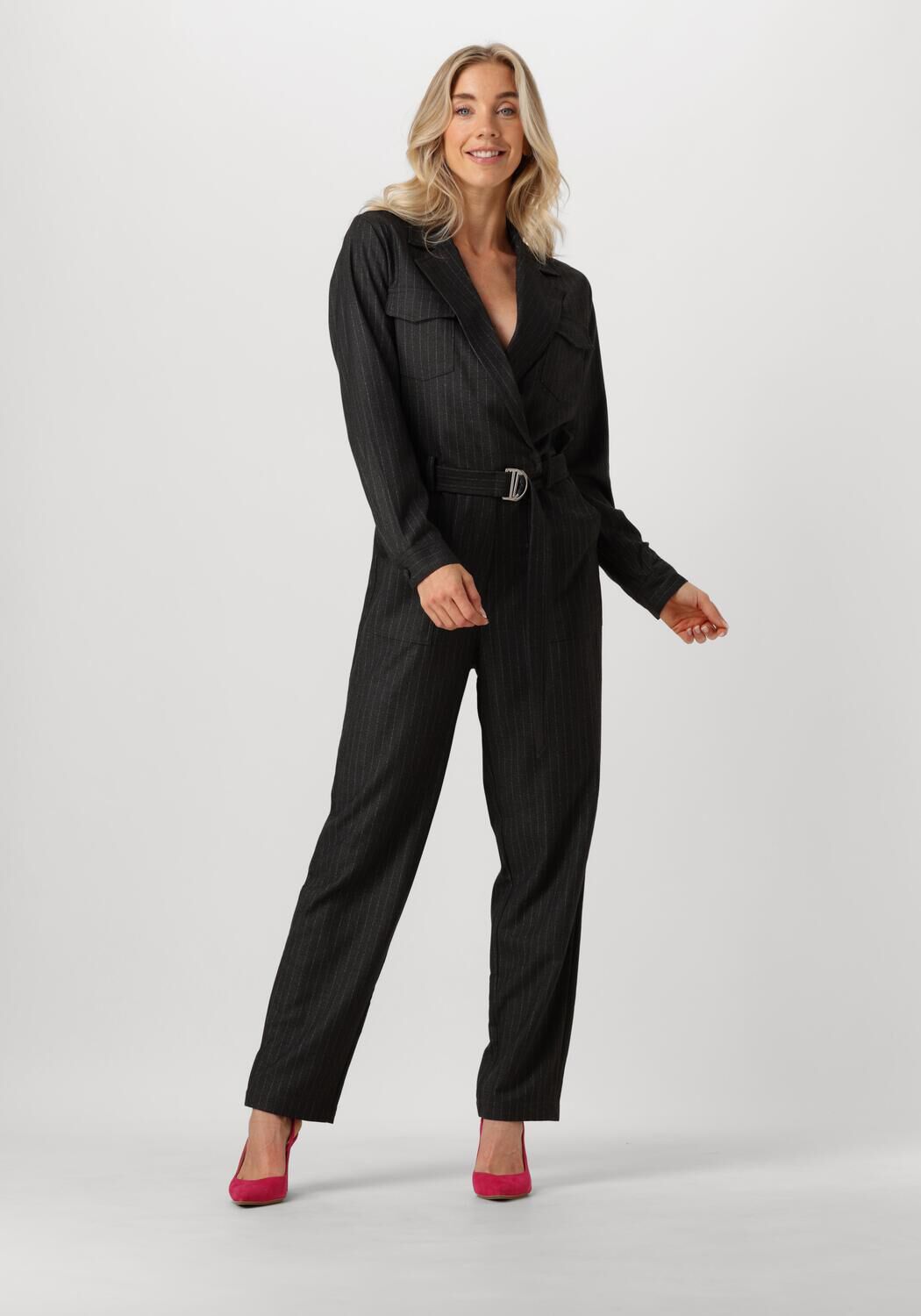 AAIKO Jumpsuit Dames Jessie Pinstripe Vis 548, Maat: XXL, Kleur: Zwart