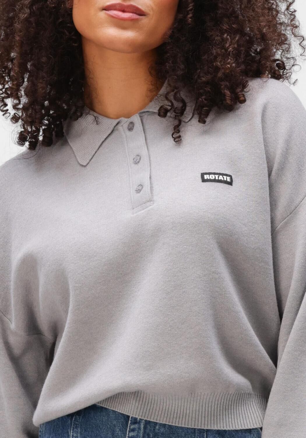 Grijze ROTATE Trui SLINKY KNIT POLO - large