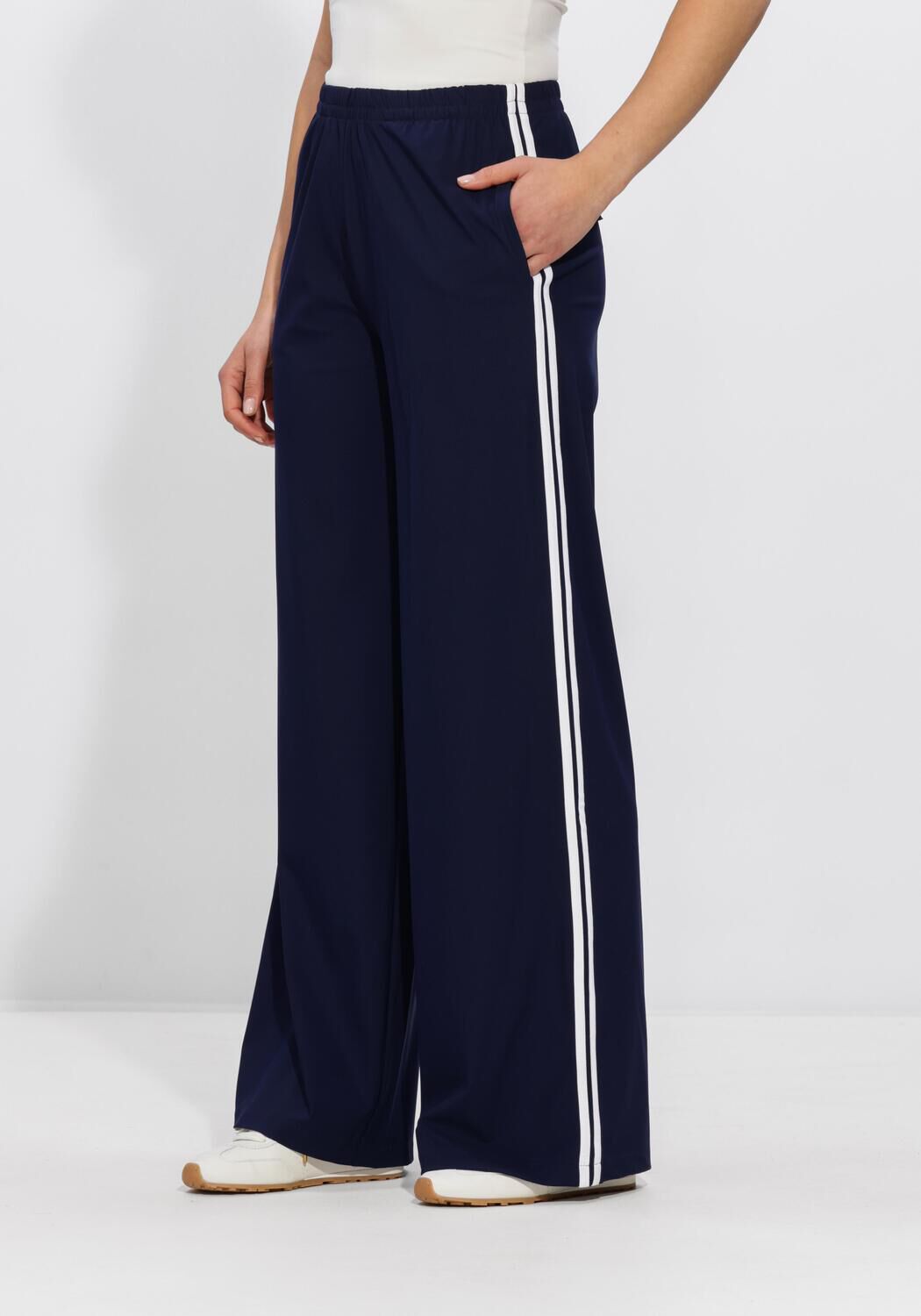 Penn & Ink Wijde Broek Dames Trousers Stripe, Maat: M, Kleur: Donkerblauw afbeelding 1