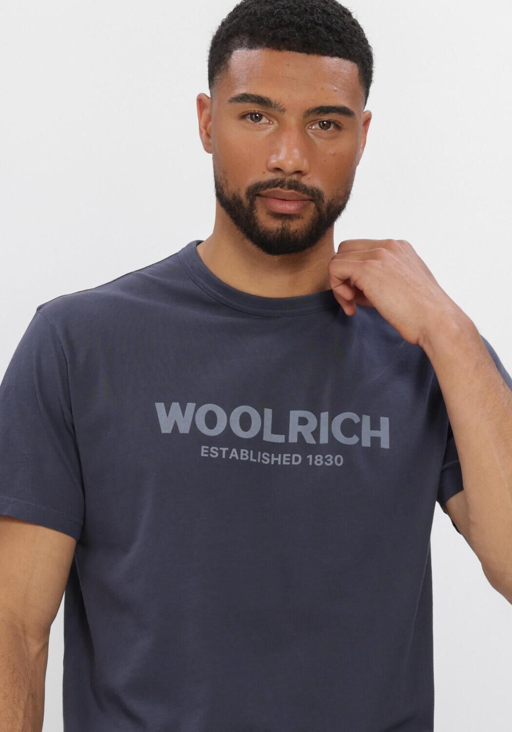 Donkerblauwe WOOLRICH T-shirt LIGHT GD T-SHIRT - large