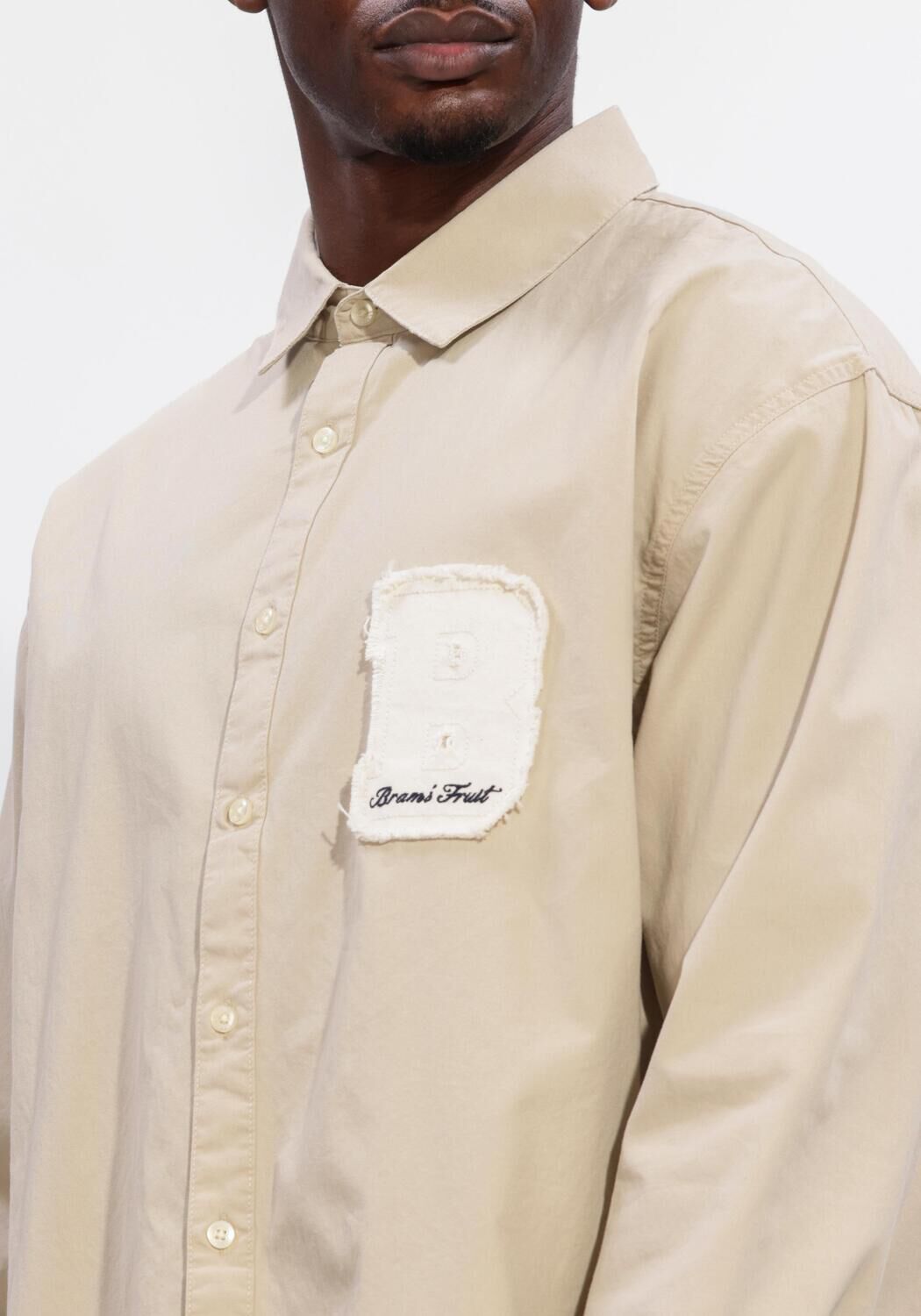 Zand BRAM'S FRUIT Casual overhemd LONGSLEEVE VARSITY SHIRT - large