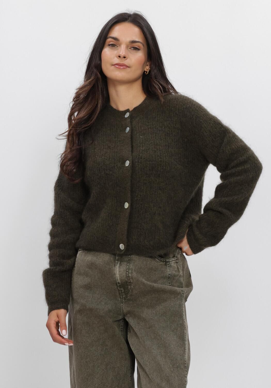 Zwarte SECOND FEMALE Vest ANDREA KNIT RIB LS CARDIGAN - large
