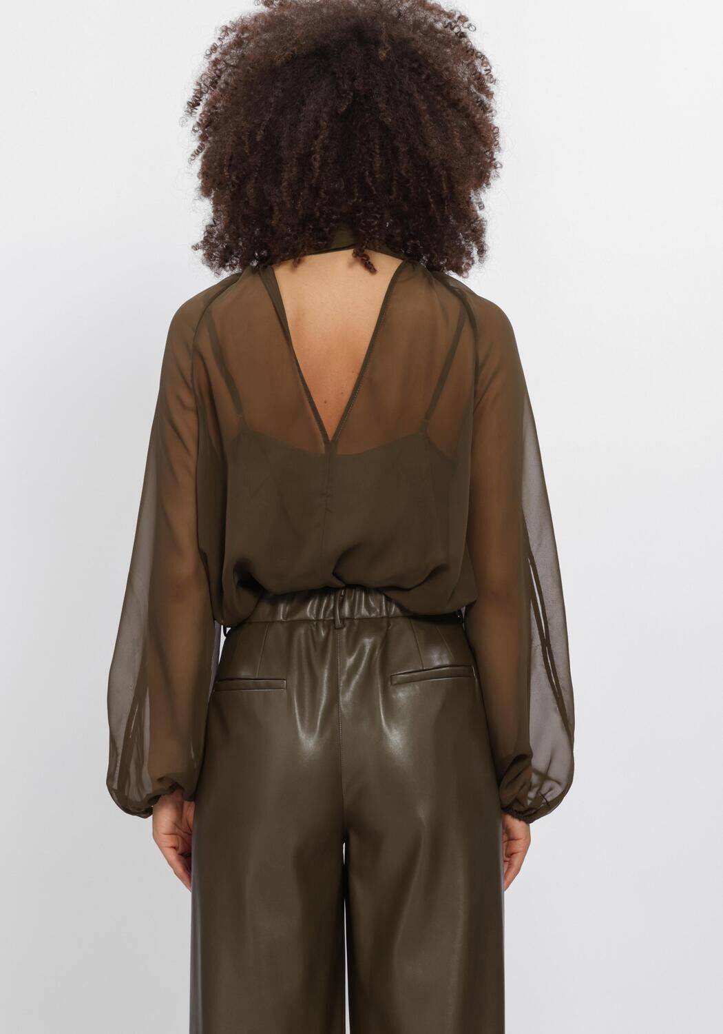 Donkergroene DANTE6 Blouses SONIA BOHO SLEEVE DETAIL BLOUSE - large