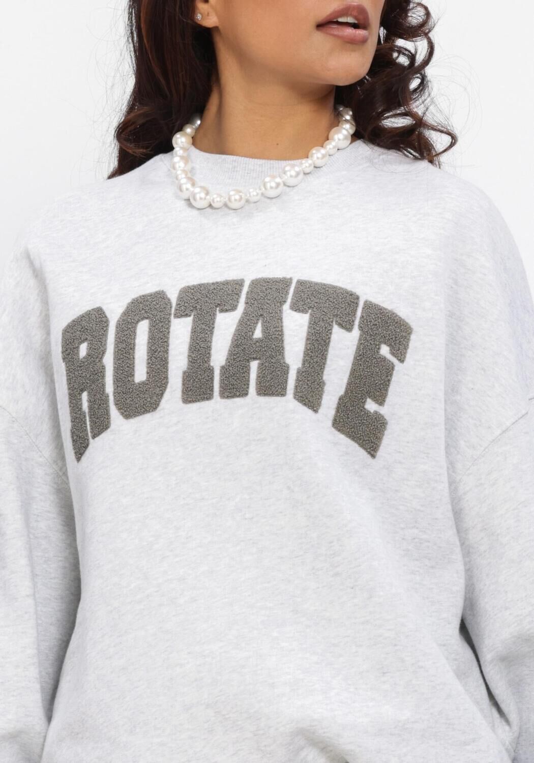 Lichtgrijze ROTATE Sweater HEAVY SWEAT CREWNECK - large