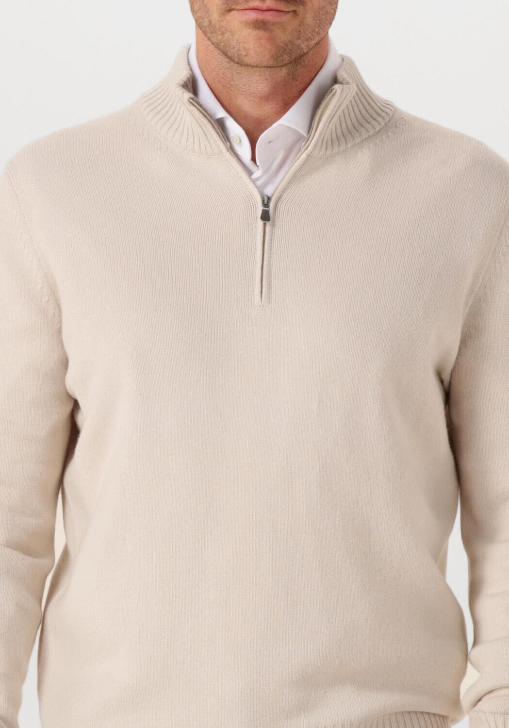 Ecru GRAN SASSO Trui MOCK ZIP - large