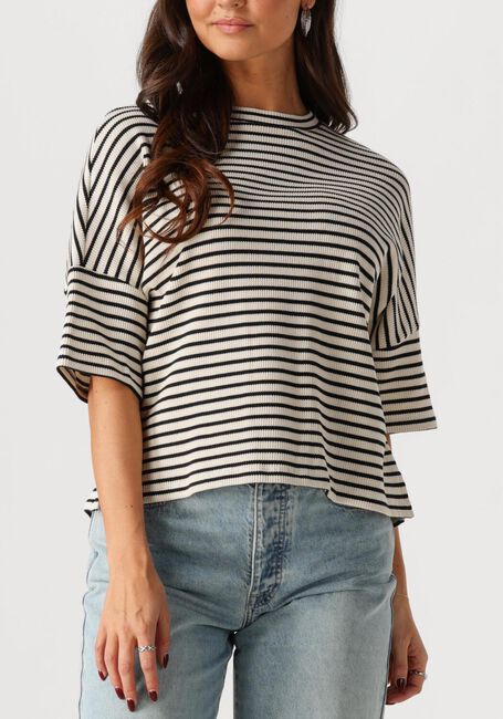 Blauwe SUMMUM T-shirt BOXY TOP STRIPE WAFFLE - large