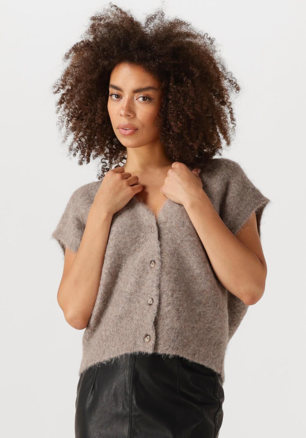 Knit-ted Spencer Dames Constance, Maat: M, Kleur: Taupe afbeelding 1