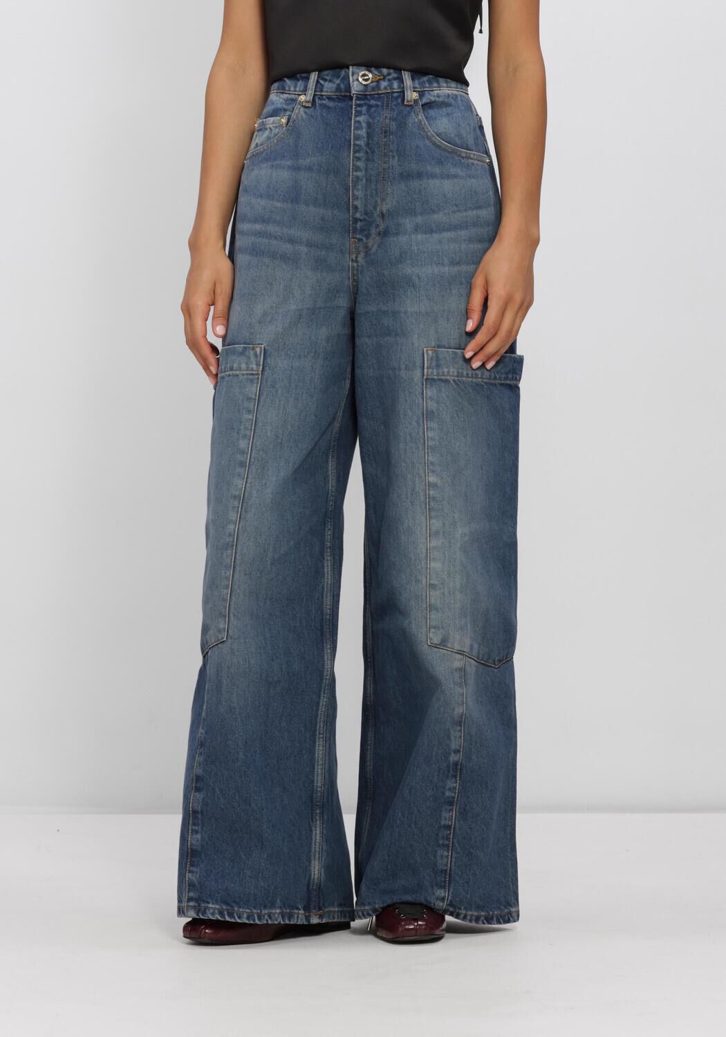Blauwe GANNI Wijde broek BAGGY CARGO JEANS - large
