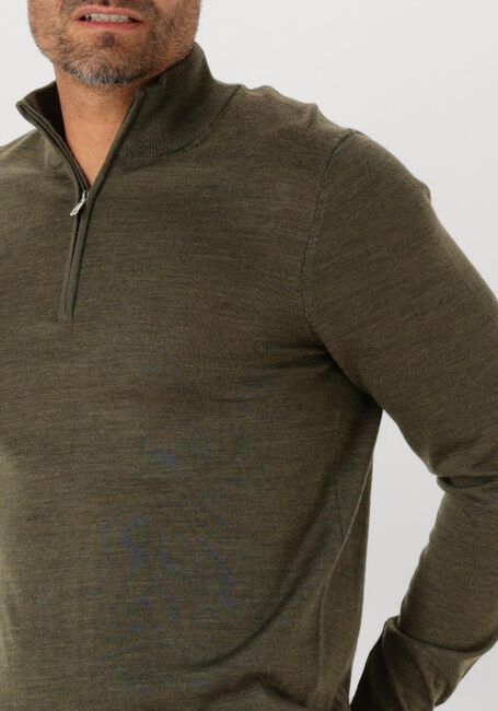Groene PROFUOMO Trui PULLOVER HALF ZIP MERINO - large
