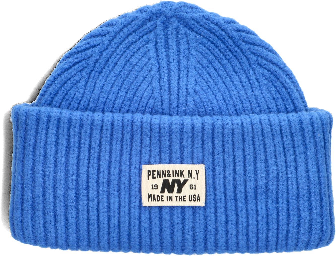 Penn & Ink Muts Dames Beanie W25b354, Materiaal: Katoen, Kleur: Blauw