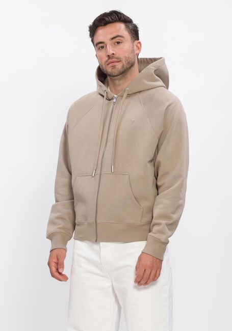Beige AMI PARIS Vest SMALL EMBOSSED ADC HOODIE WITH ZIP - large