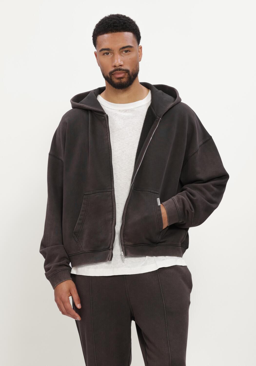 Antraciet REPRESENT Sweater INITIAL BOXY OVERSIZED ZIP HOODIE - large