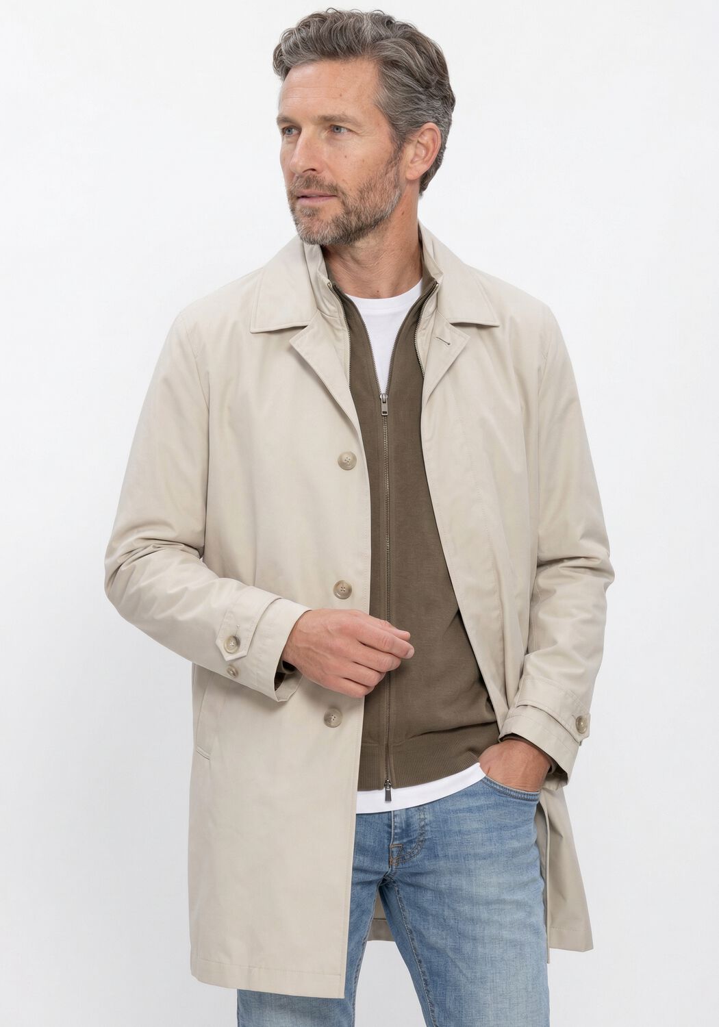 Fay Trenchcoat Heren Fay Morning Db Front, Maat: XXL, Kleur: Beige