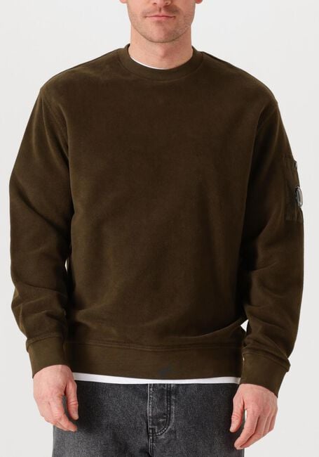 Groene CP COMPANY Trui SWEATSHIRTS CREW NECK IN BRUSHED EMERIZED DIAGONAL FLEECE - large
