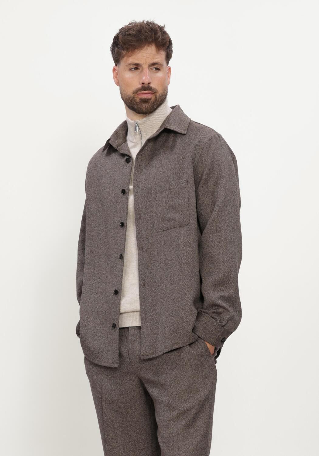Bruine PROFUOMO Overshirt OVERSHIRT MOULINE - large