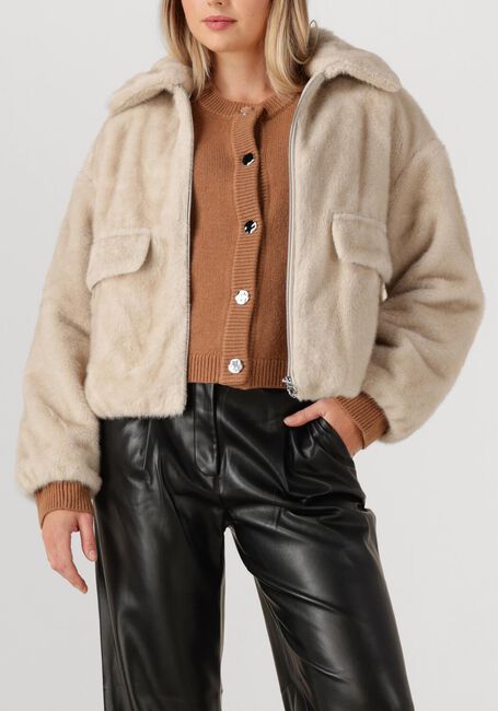 Creme DANTE6 Faux fur jas ENTITY FAUX FUR BOMBER JACKET - large