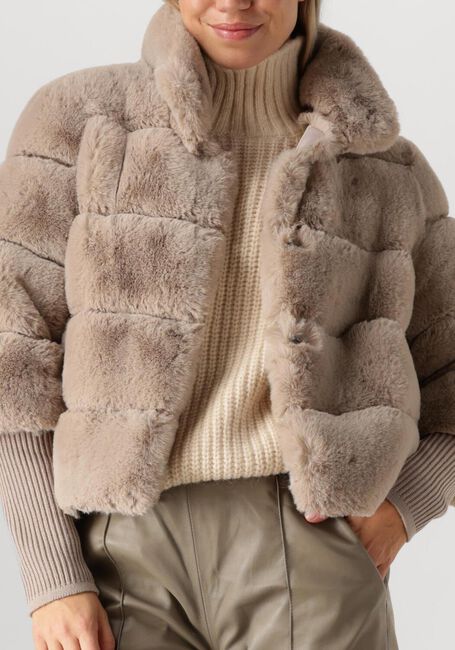 Beige ALTER EGO Faux fur jas ROXY - large