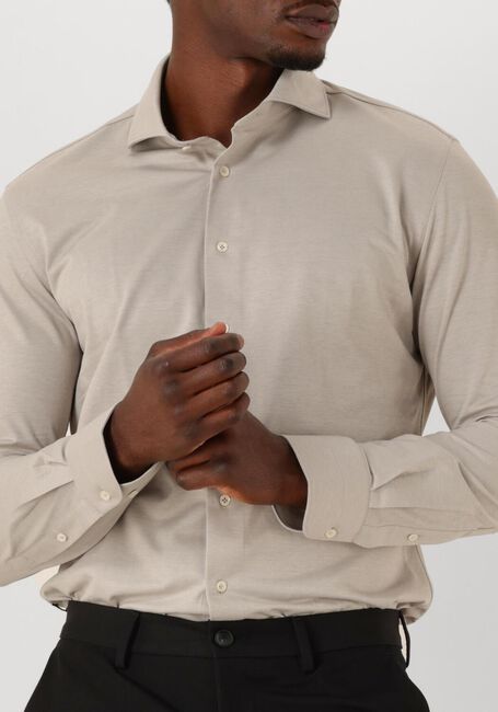 Beige PROFUOMO Klassiek overhemd SHIRT X-CUTAWAY JAPANESE KNITTED - large