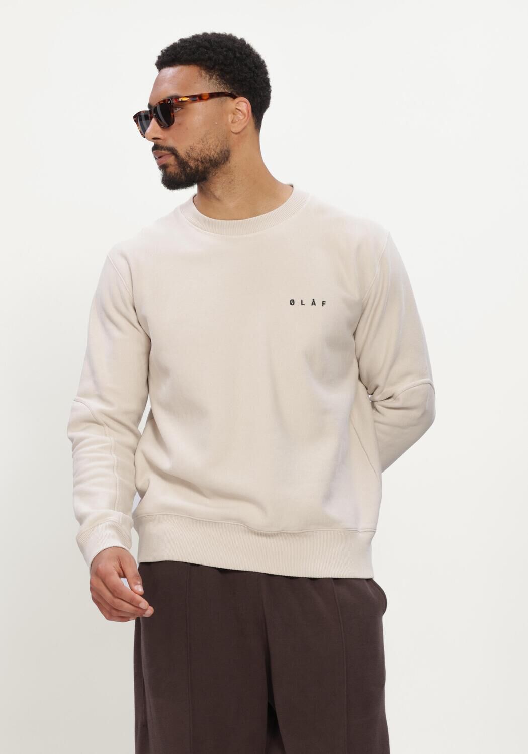 Ecru OLAF HUSSEIN Trui FACE CREWNECK - large